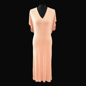 Vince Double V-Neck Popover Maxi Dress Size Large Blush Pink Minimalist